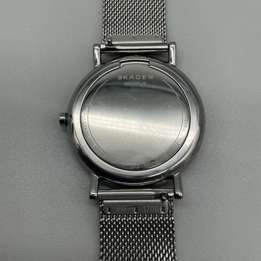 Skagen Signatur Mens Watch 40mm Gray Dial Mesh Stainless Steel New Battery